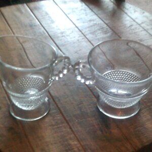 DUNCAN & MILLER - CREAMER AND SUGAR BOWL VINTAGE TEAR DROP BEADED GLASS
